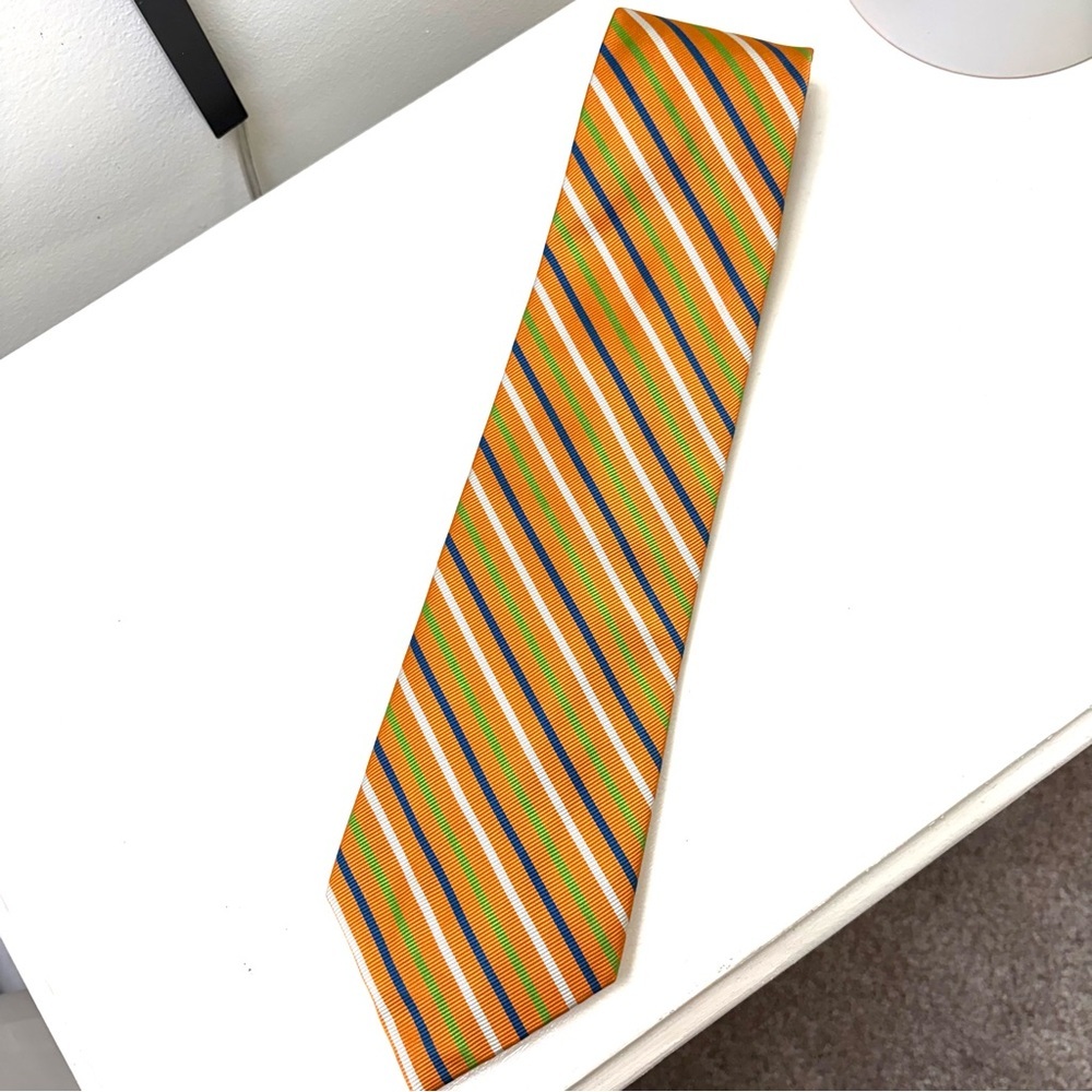 Rooster Handmade Silk Striped Tie.